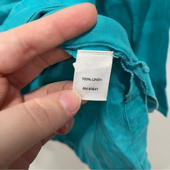 J. Jill Split Neck Linen Tunic Top Light Blue Medium Lagenlook - Picture 8 of 10